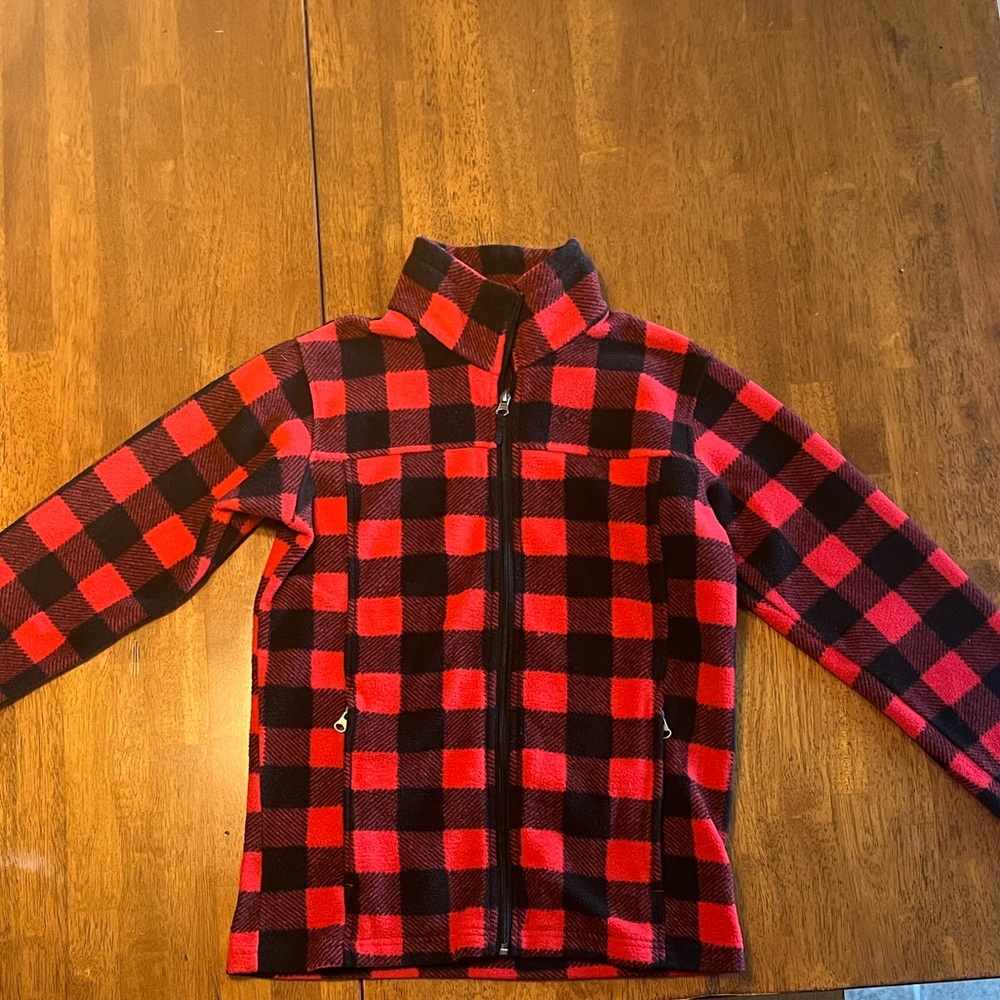 Columbia Red and Black Plaid Fleece Jacket